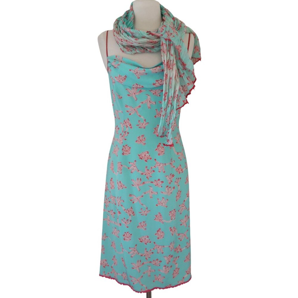 GEORGINA VON ETZDORF Floral print silk dress & scarf XS
